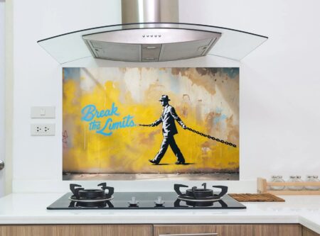 Graffiti Art Depicting Man With Chain Against Yellow Background