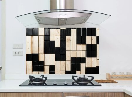 Close-Up Of Geometric Black And Light Beige Wooden Blocks