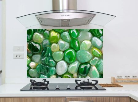 Close-Up of Glossy Green and White Polished Stones