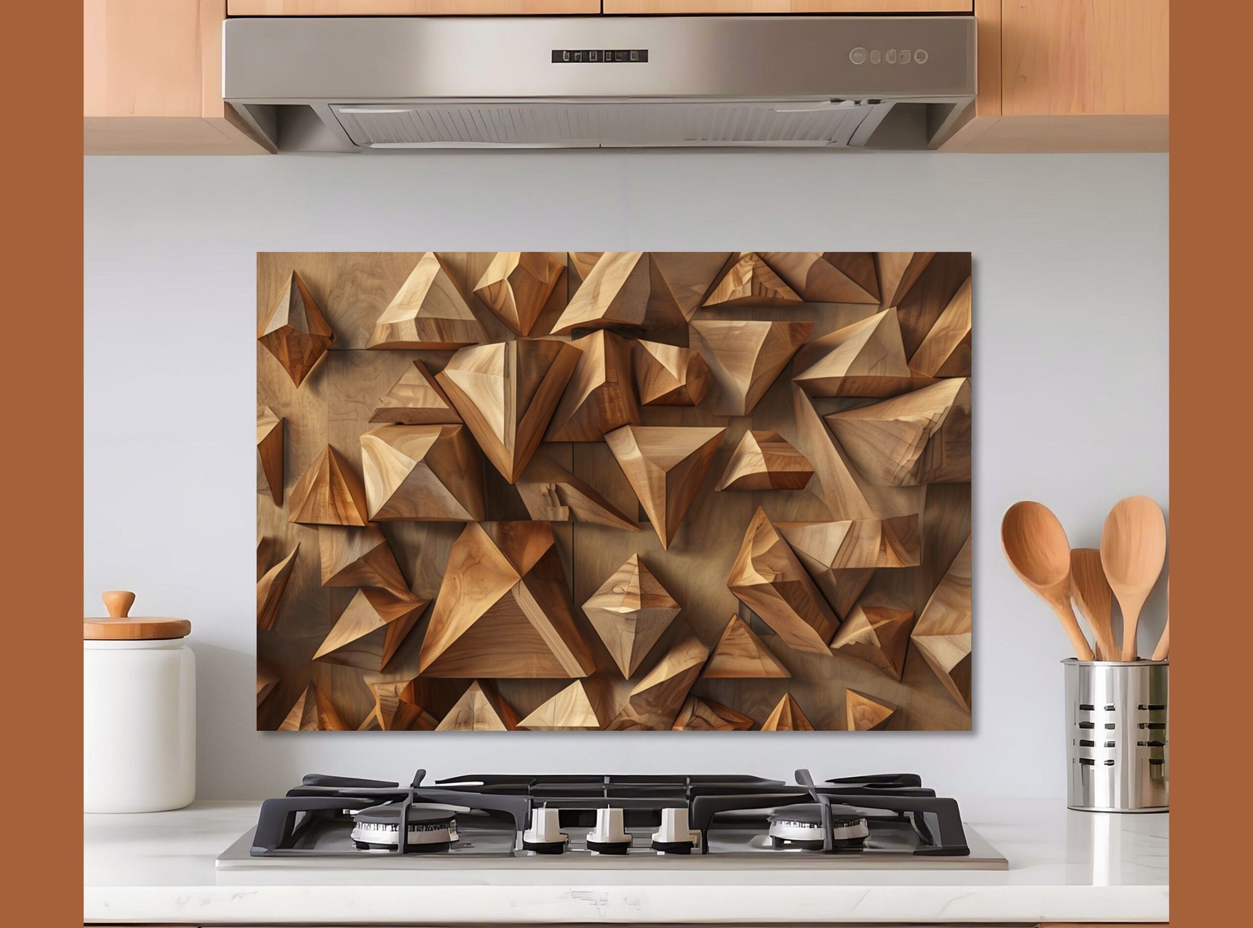 Intricately Carved Wooden Surface Featuring Geometric Shapes - Image 10