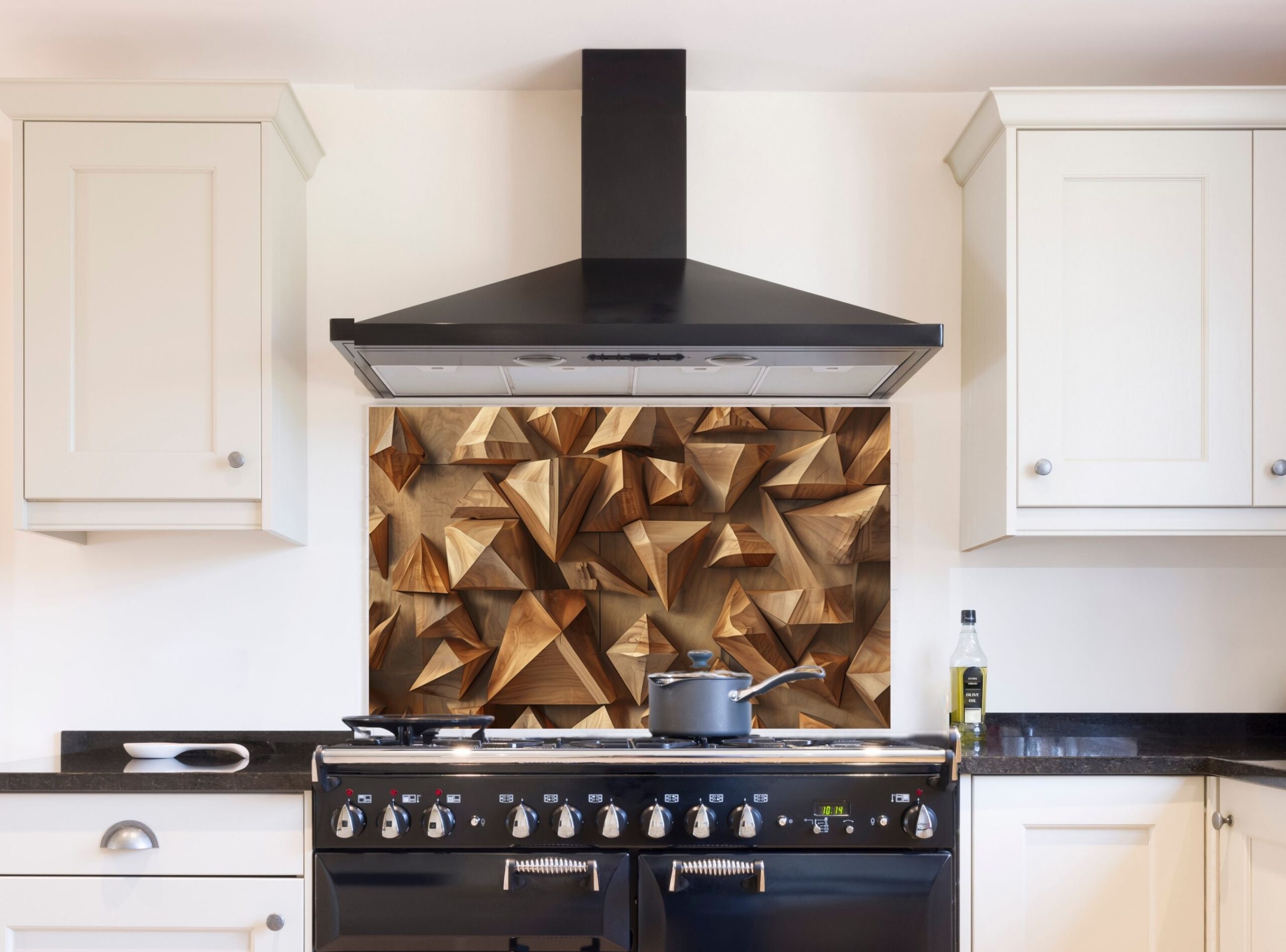 Intricately Carved Wooden Surface Featuring Geometric Shapes - Image 8