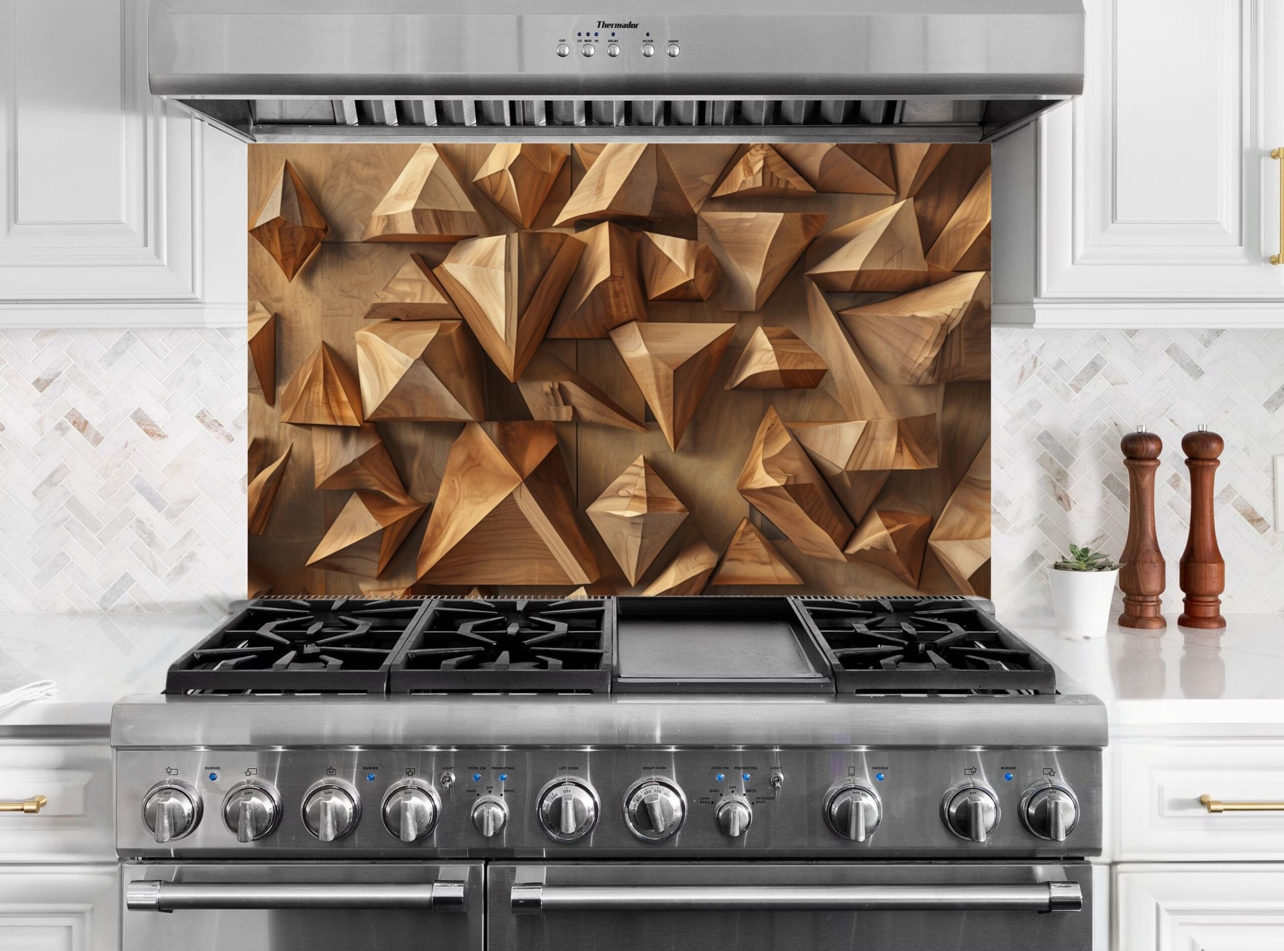 Intricately Carved Wooden Surface Featuring Geometric Shapes - Image 6