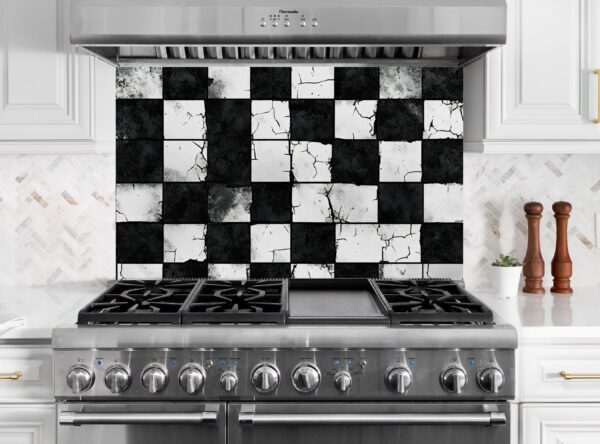 Rugged Black-And-White Checkerboard Pattern With Gritty Texture - Image 6