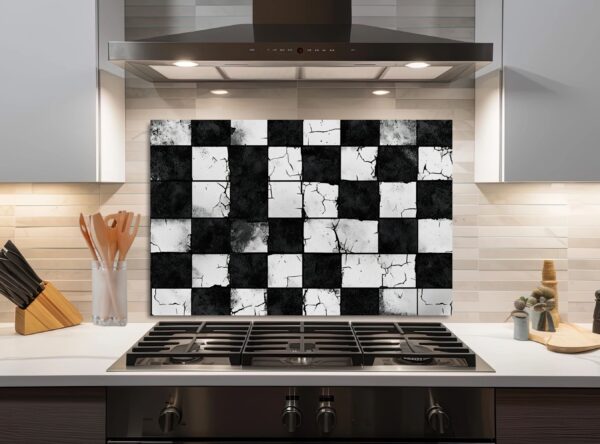 Rugged Black-And-White Checkerboard Pattern With Gritty Texture - Image 4