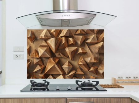 Intricately Carved Wooden Surface Featuring Geometric Shapes