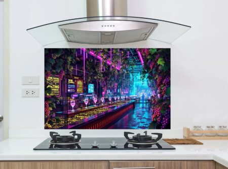 Neon Vineyard Lounge: A Cyberpunk Wine Experience