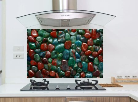 Close-Up Of Polished Multicolored Stones With Glossy Finish